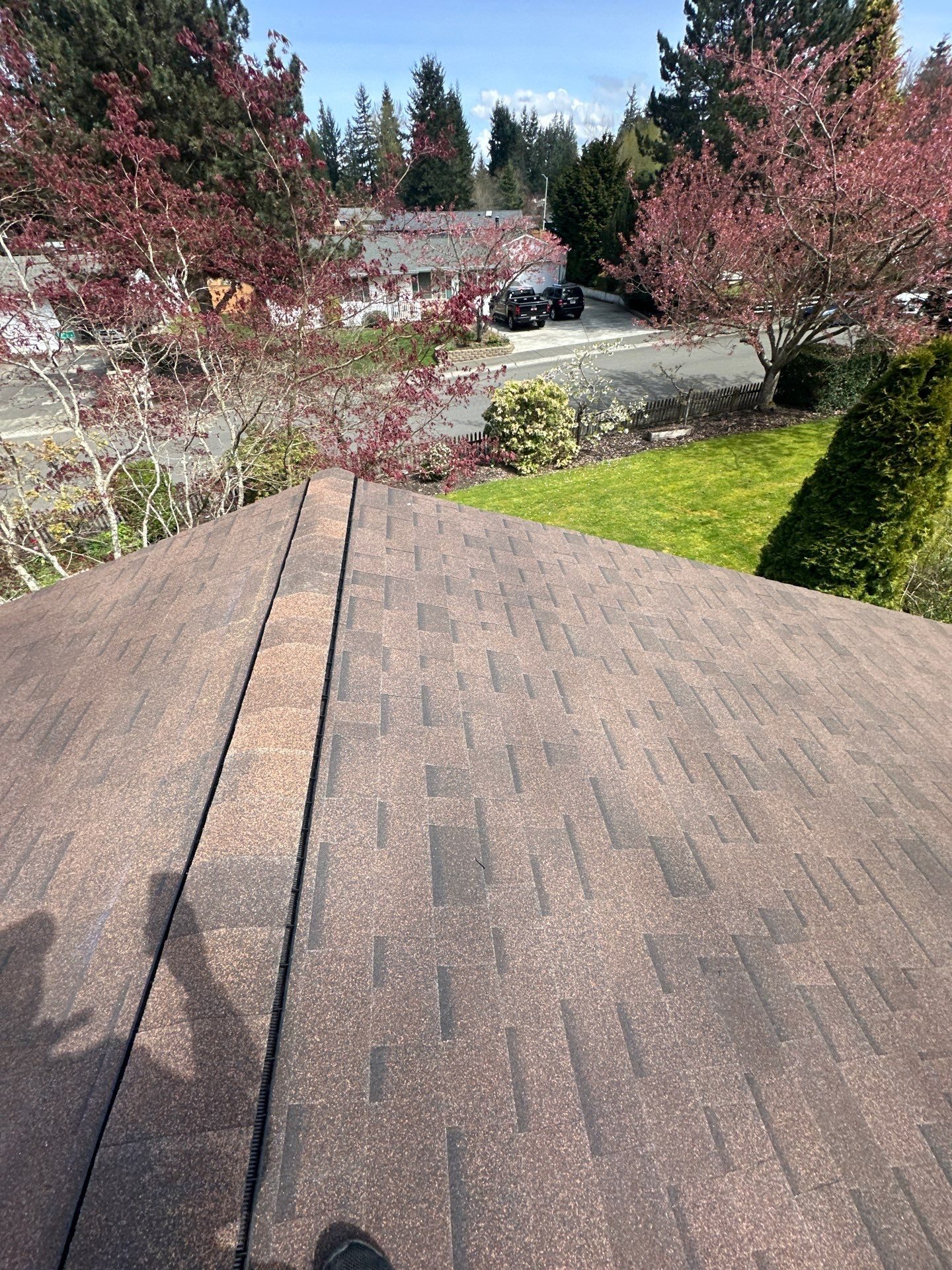 Detail of Antique Brown asphalt shingle roof showing craftsmanship in Everett, WA