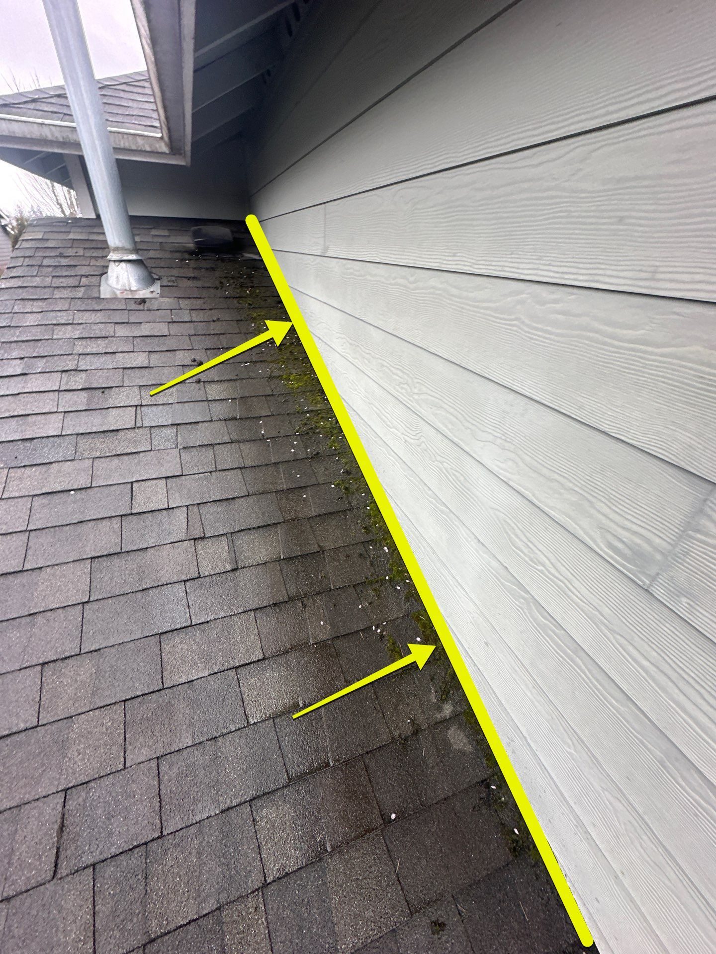 Close-up of Storm Grey asphalt shingle roof finish in Mill Creek, WA