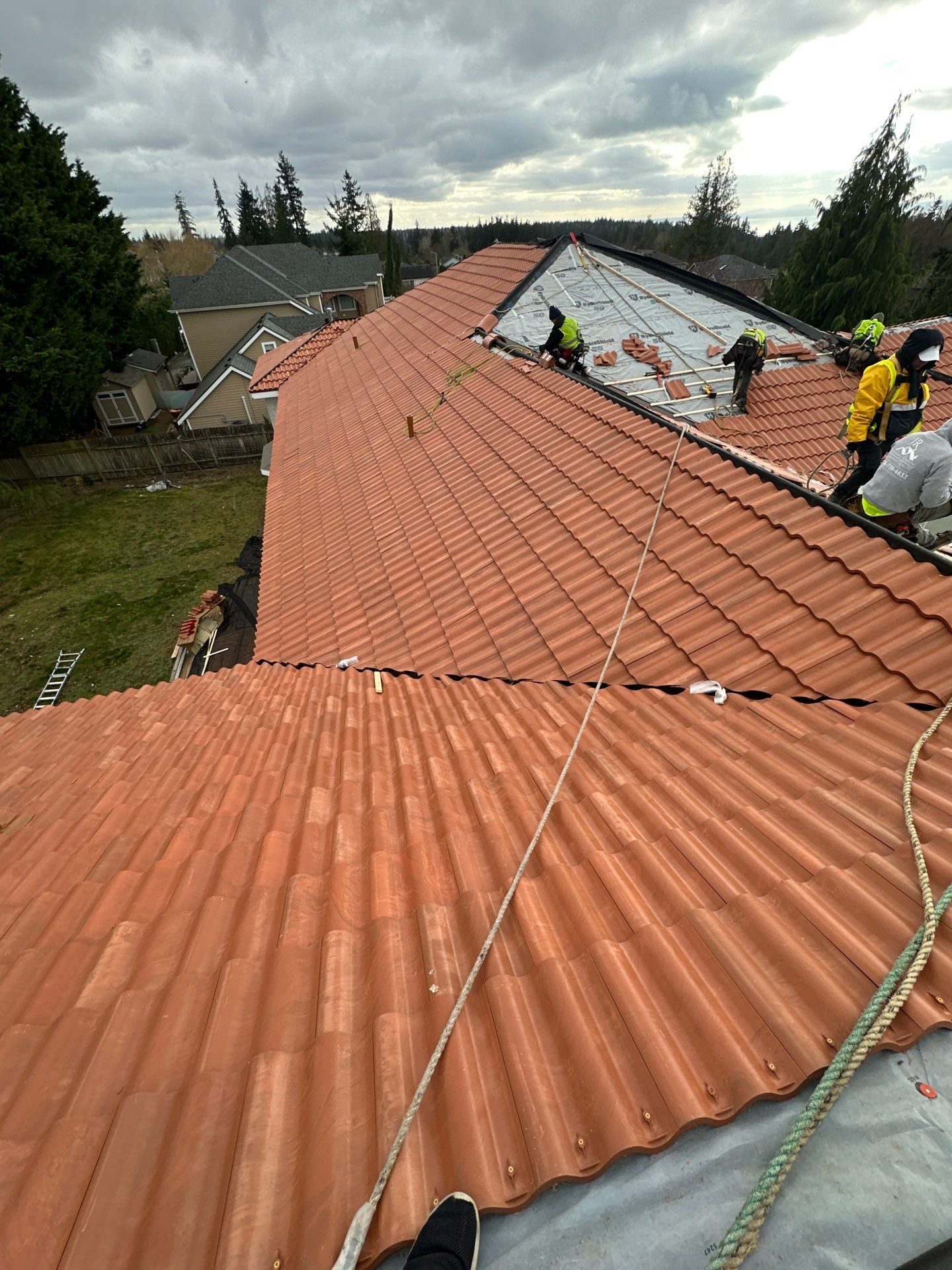 Architectural perspective of Antique Clay Brava Spanish barrel tile roof in Mukilteo, WA