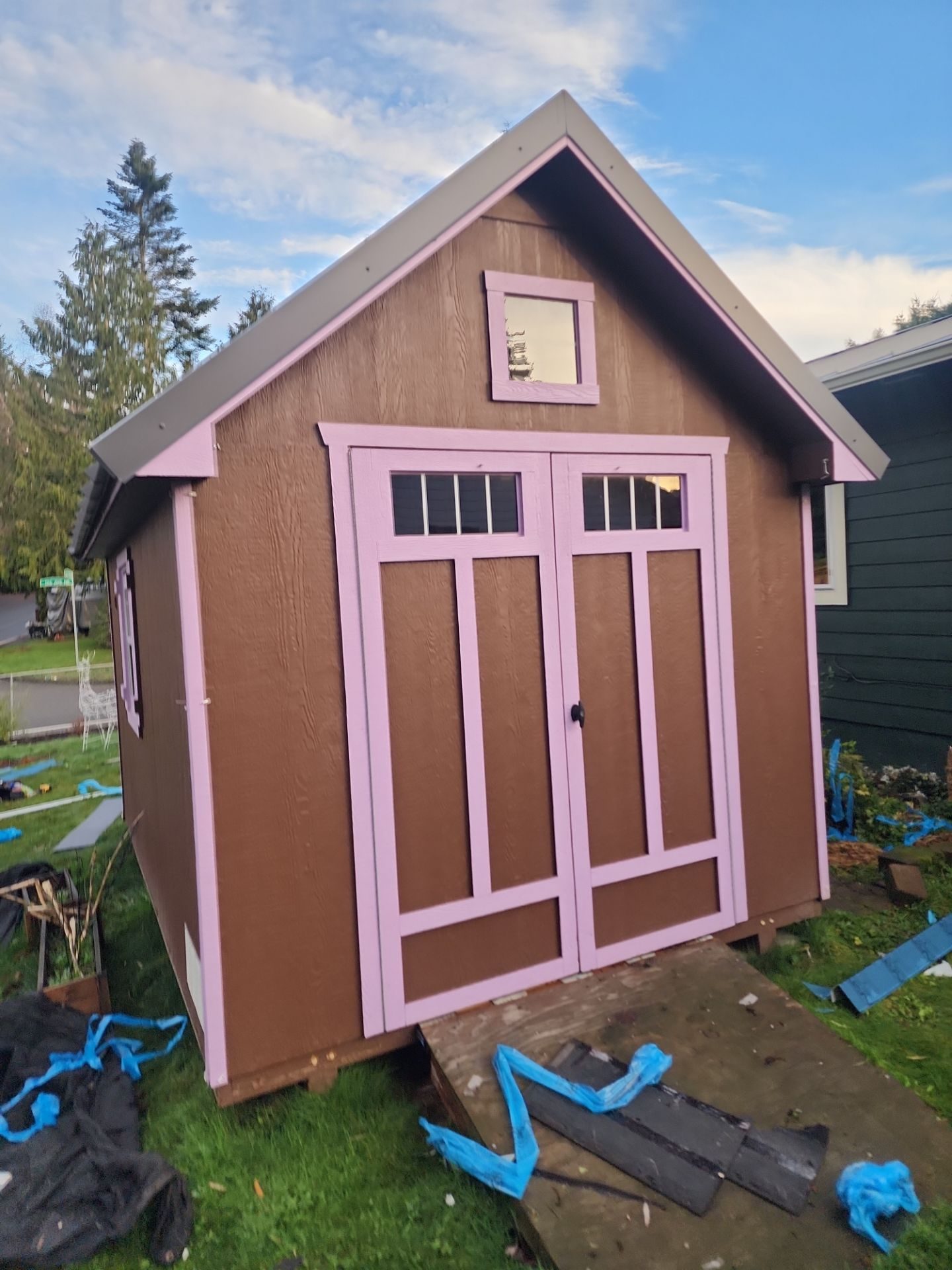 Cascade Gray standing seam metal roof transition and flashing detail in Woodinville, WA