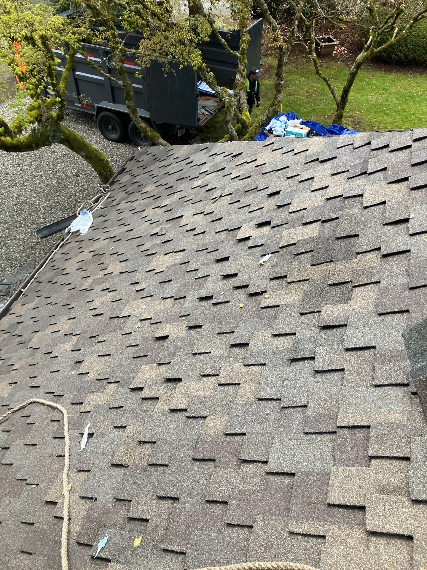 Amor Roofing site documentation: substrate preparation for Autumn Blend CertainTeed Presidential asphalt shingle install in Mill Creek, WA