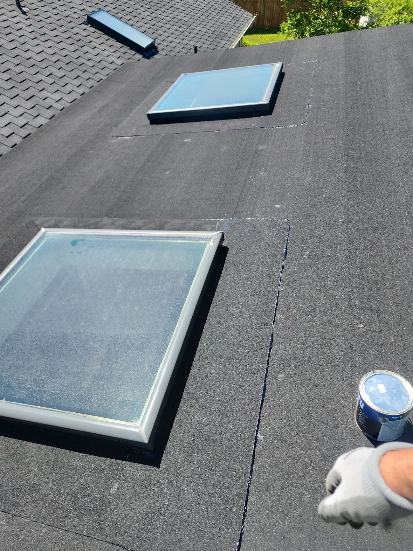 Roof plane detail showing Midnight Black CertainTeed Presidential asphalt shingle pattern in Brier, WA