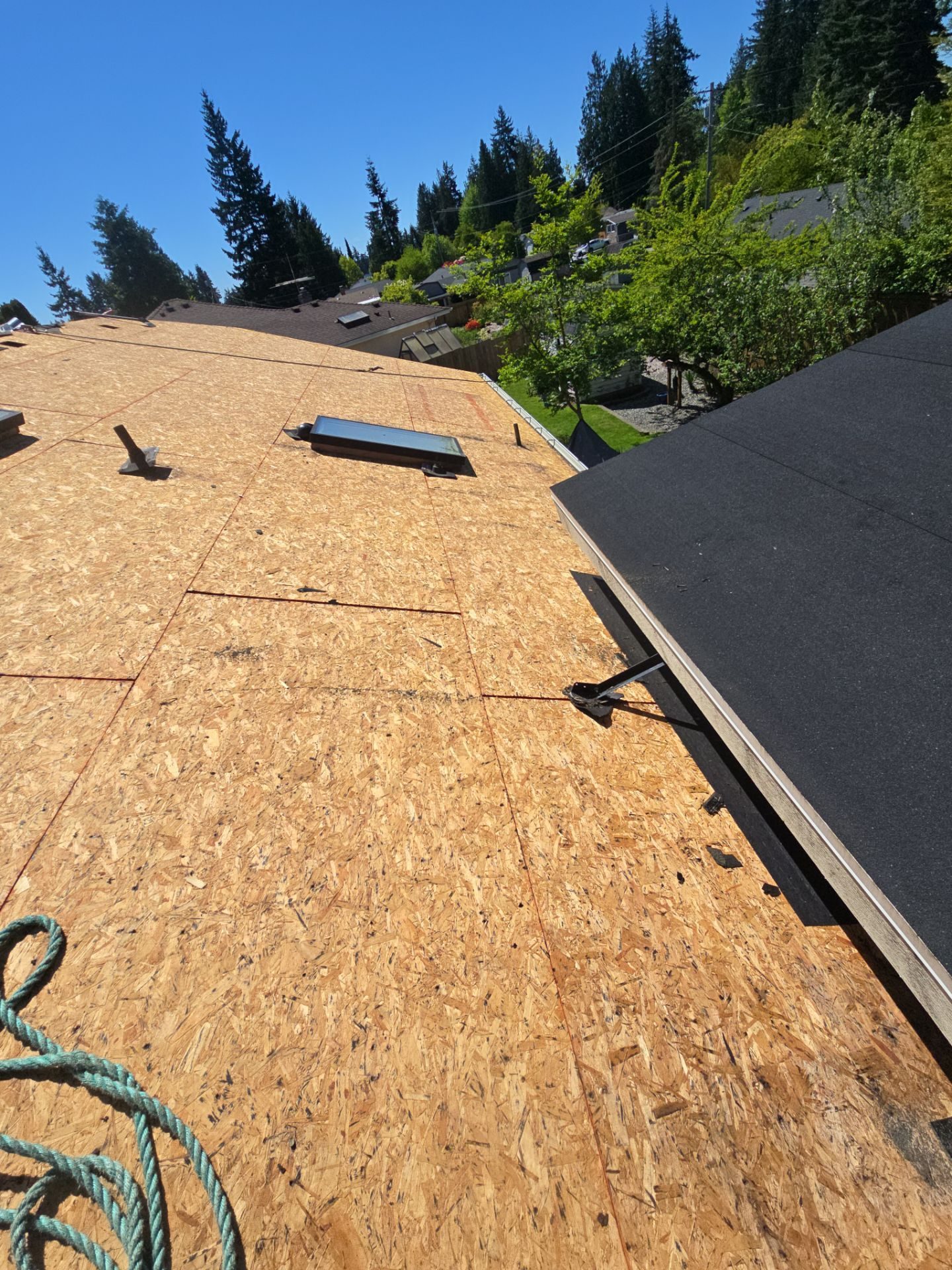 Amor Roofing site documentation: substrate preparation for Midnight Black CertainTeed Presidential asphalt shingle install in Brier, WA